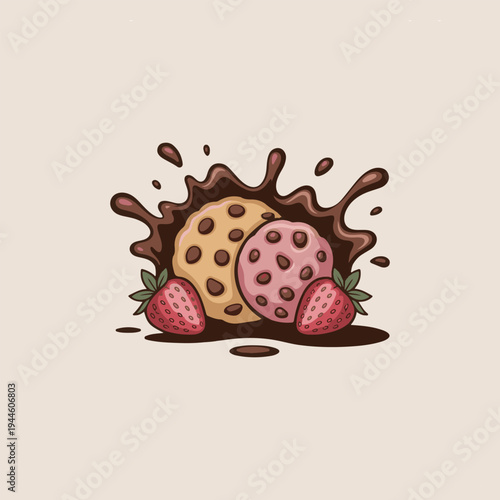 chocolate cookies with strawberry