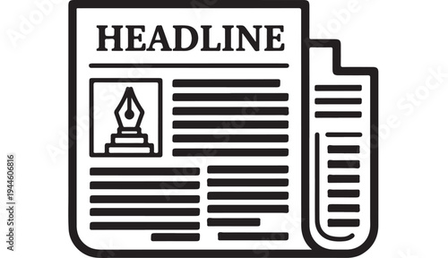 Vector illustration of a 3d newspaper icon featuring a business news document with a professional paper sign design for web and internet application forms