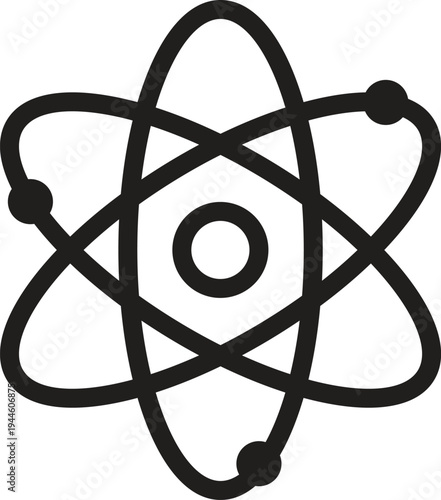 Atom Molecule Science Icon in Line Art Style for Physics and Chemistry Education