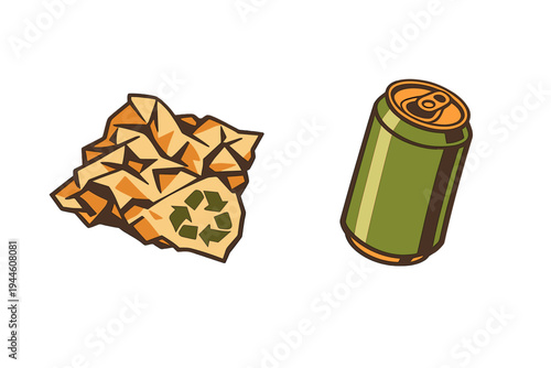 A vector illustration featuring a crumpled piece of paper with a