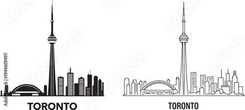 Black vector illustration of an industrial city skyline silhouette featuring skyscrapers, towers, and factory buildings for urban architectural design