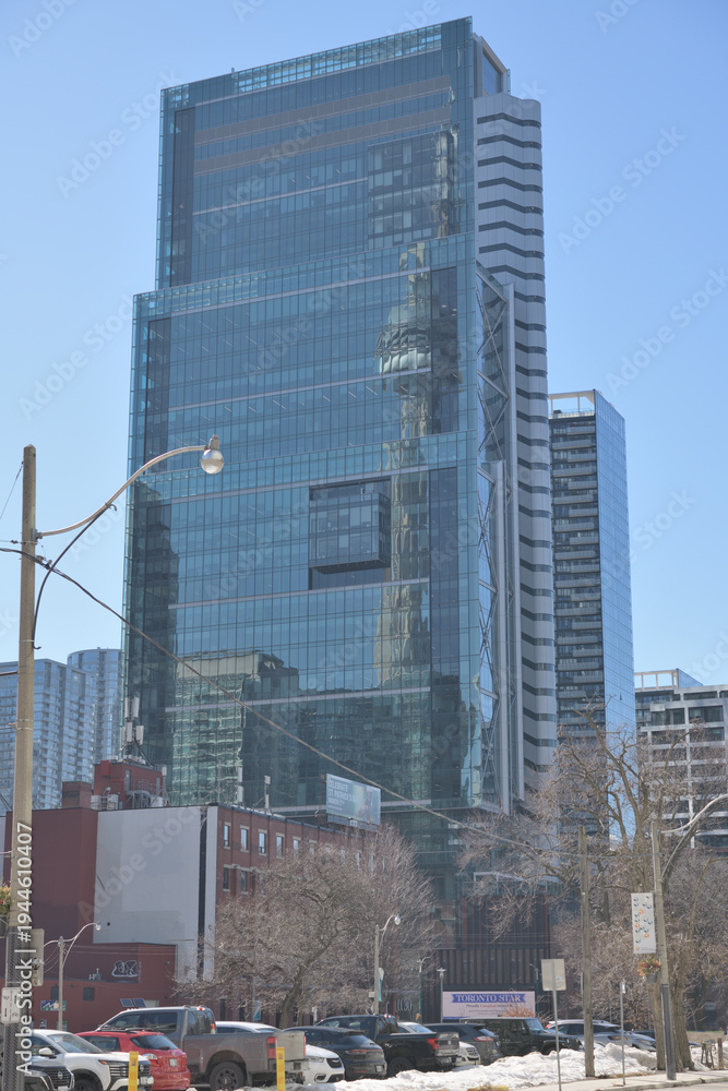 Fototapeta premium east elevation of 8 Spadina Ave | The Well, a business center, or Building G, Toronto (looking west from Blue Jays Way and Wellington St W)