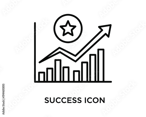 A success icon with a star and growing graph chart