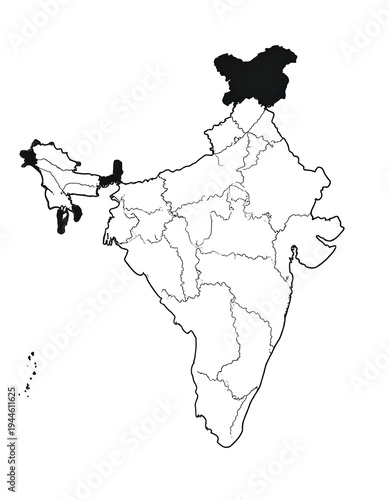 Map of India highlighting Jammu and Kashmir region.