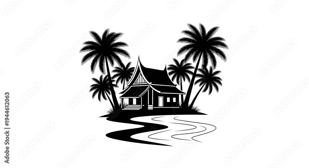 Obraz premium palm tree silhouette on the beach