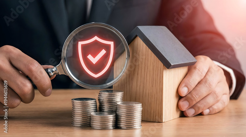 Conceptual Professional trustworthy image for home insurance and real estate investment analysis