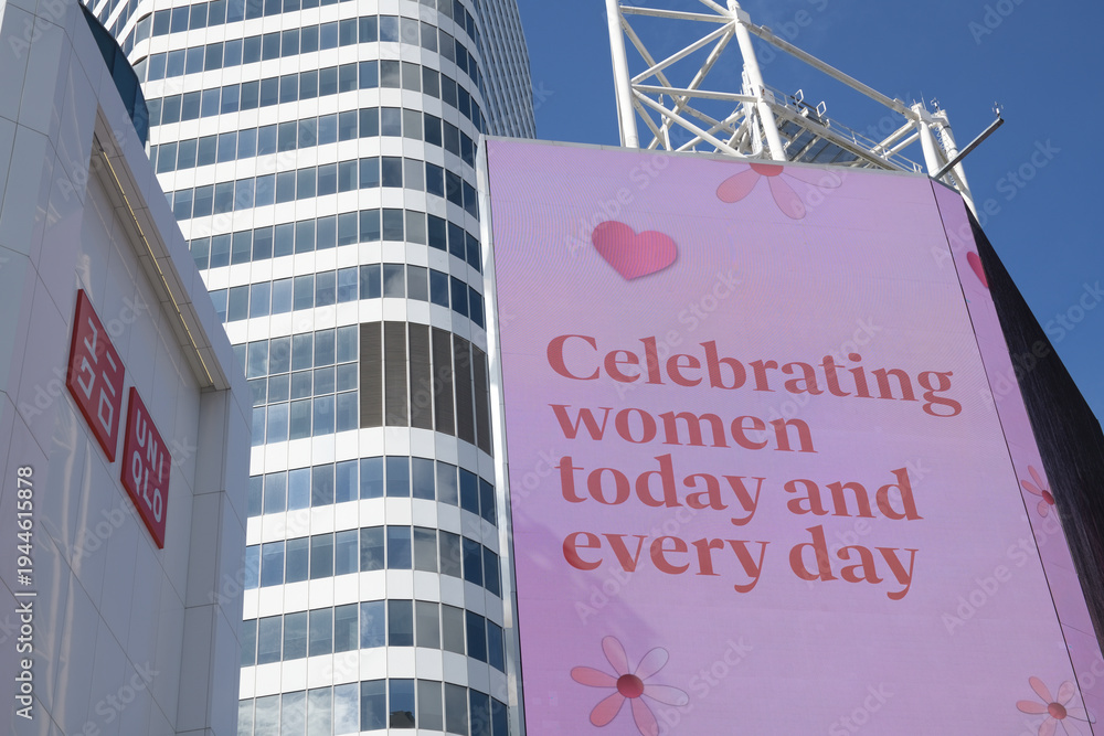 Obraz premium digital message ad at Sankofa Square, Toronto (Celebrating women today and every day)