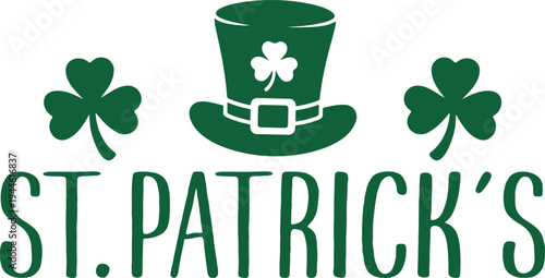 St Patricks Day typography design on plain white transparent isolated background for card, shirt, hoodie, sweatshirt, apparel, tag, mug, icon, poster or badge