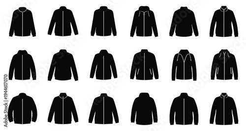 Jacket silhouette set for technical drawing and fashion apparel designJacket silhouette set for technical drawing and fashion apparel design