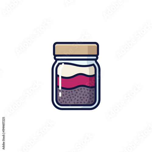 Chia Seed Pudding Jar Vector