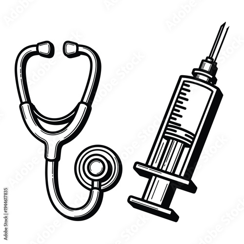 Stethoscope Syringe Medical Equipment Commercial Graphic