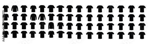 T-Shirt Silhouette Set Men and Women Casual Apparel Vector SketchT-Shirt Silhouette Set Men and Women Casual Apparel Vector Sketch