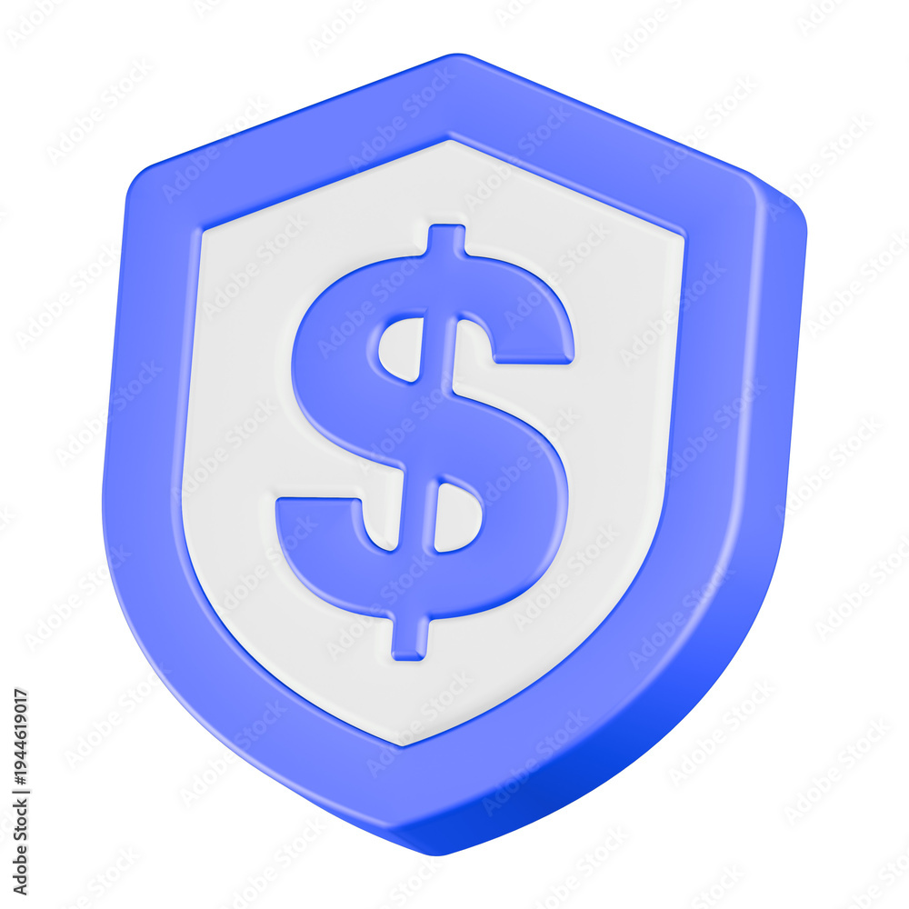 Obraz premium dollar shield icon 3d render blue color