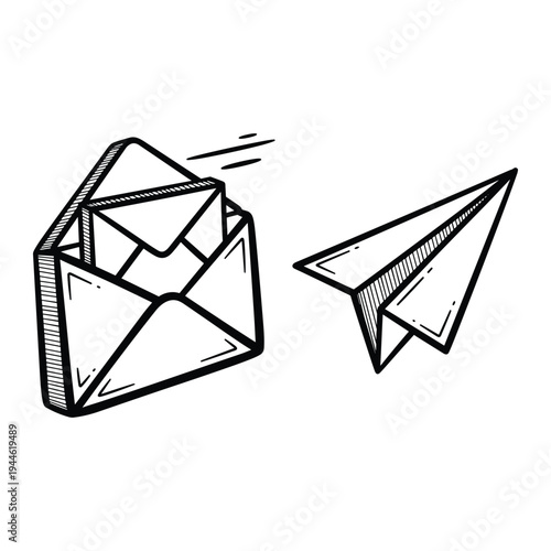 Email Paper Plane Message Delivery Concept