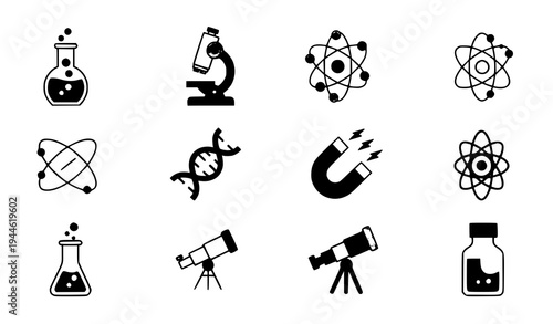 Minimal Flat Science and Laboratory Vector Icon Collection