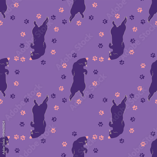 Mystical seamless pattern of cats in boho style, silhouette collection. Esotericism and mysticism, occultism. Cartoon flat vector illustrations, isolated