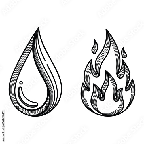 Water Fire Elements Contrast Graphic