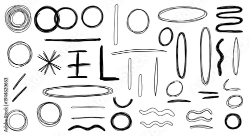Hand drawn doodle style set of tools icons collection in vintage sketch line art design