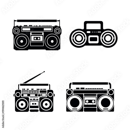 Retro Boombox Portable Music Player Silhouette Collection