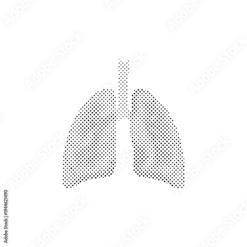 Medical Lungs Anatomy Illustration Black and White Dotted Halftone Design