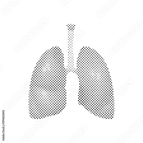 Respiratory System Lungs Anatomy Medical Vector Art with Halftone Pattern