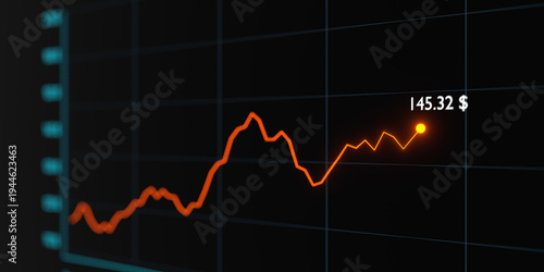 фотографія Close-up rising stock market chart with price at current position