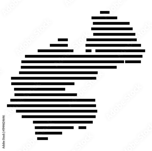 Symbol Map of the city Friedrichroda (Thüringen, Germany) showing the area of the city with just a few black horizontal lines