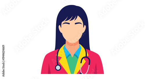 Female Doctor Icon with Stethoscope, Medical Professional Avatar