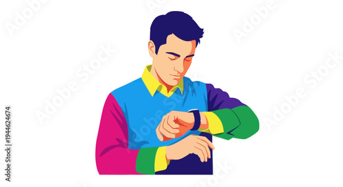 Man Checking Smartwatch, Modern Lifestyle, Time Management Concept