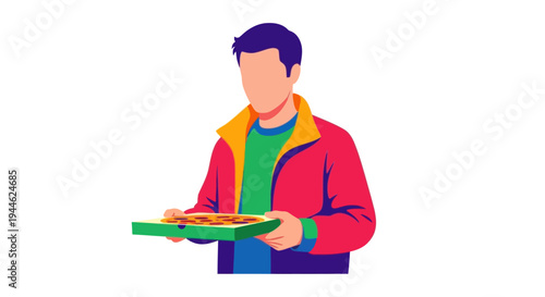 Man Holding Pizza Box Delivery