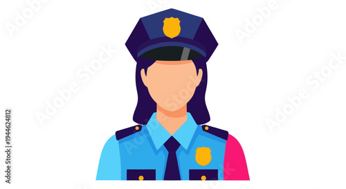 Female Police Officer Icon - Vector Illustration