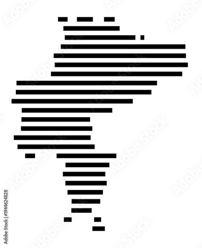Symbol Map of the city Hörselberg-Hainich (Thüringen, Germany) showing the area of the city with just a few black horizontal lines