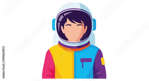Astronaut character illustration, colorful spacesuit, cartoon style, white background