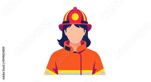 Female Firefighter Avatar - Vector Illustration