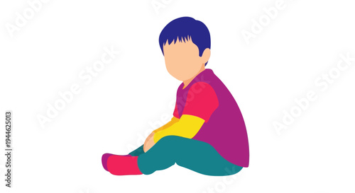 Child Sitting Isolated