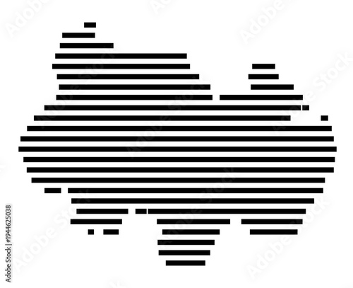 Symbol Map of the city Römhild (Thüringen, Germany) showing the area of the city with just a few black horizontal lines