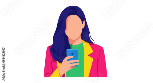 Woman with Smartphone, Modern Flat Illustration