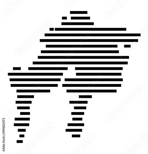 Symbol Map of the city Ohrdruf (Thüringen, Germany) showing the area of the city with just a few black horizontal lines