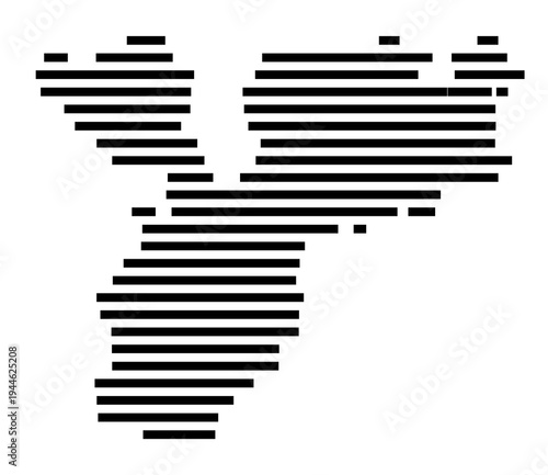 Symbol Map of the city Treffurt (Thüringen, Germany) showing the area of the city with just a few black horizontal lines