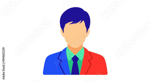 Abstract Man Icon with Blue and Red Suit