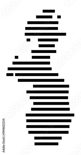 Symbol Map of the city Vacha (Thüringen, Germany) showing the area of the city with just a few black horizontal lines