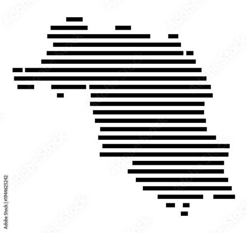 Symbol Map of the city Unterwellenborn (Thüringen, Germany) showing the area of the city with just a few black horizontal lines