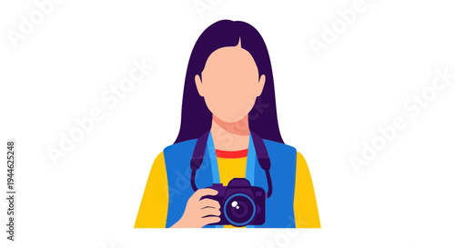 Woman Photographer with Camera, Vector Illustration