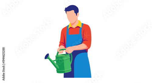 Gardener watering plants with a watering can