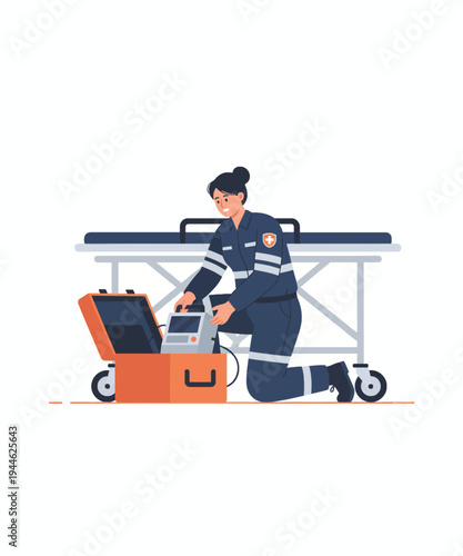 Airport ground crew loading luggage onto cart vector illustration flat design