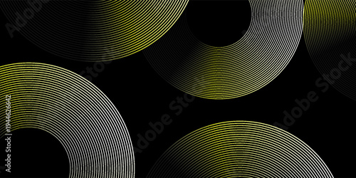 Flowing dots particles wave pattern green and yellow isolated on yellow, orange background gradient. Vector in concept of technology,