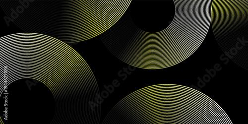 Flowing dots particles wave pattern green and yellow isolated on yellow, orange background gradient. Vector in concept of technology,