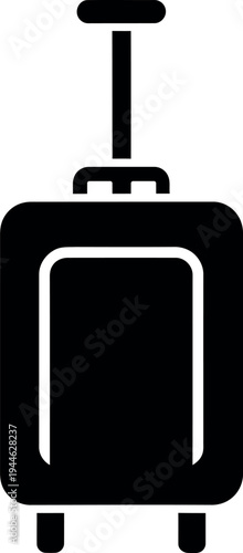 Black silhouette of a wheeled suitcase with a retractable handle