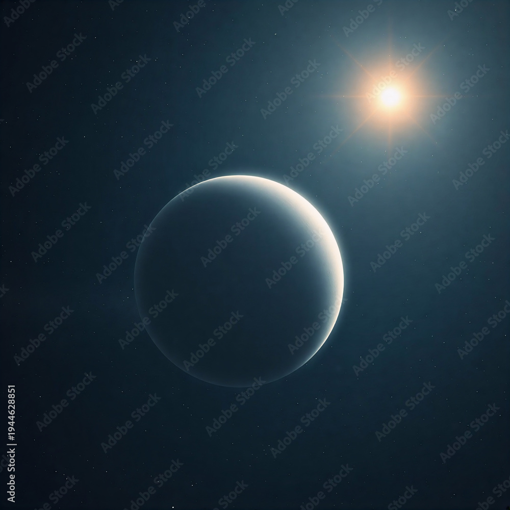 Fototapeta premium Sun and planet in deep space.