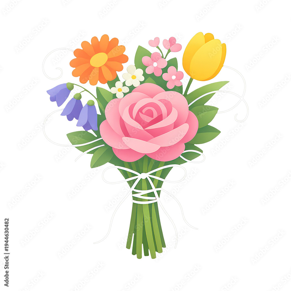 Fototapeta premium PNG Colorful floral bouquet illustration.